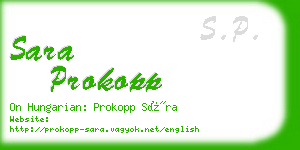 sara prokopp business card